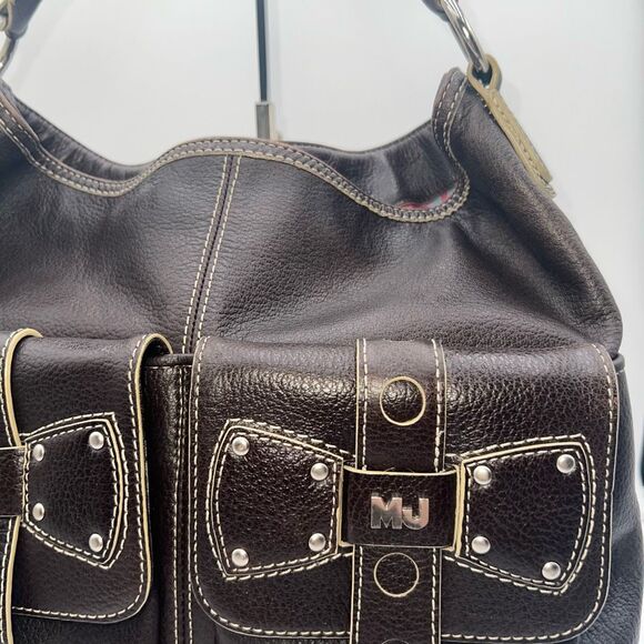 Marc Jacobs Vintage Thick Leather Hobo Bag With Bows And Psychedelic Interior - Picture 7 of 16